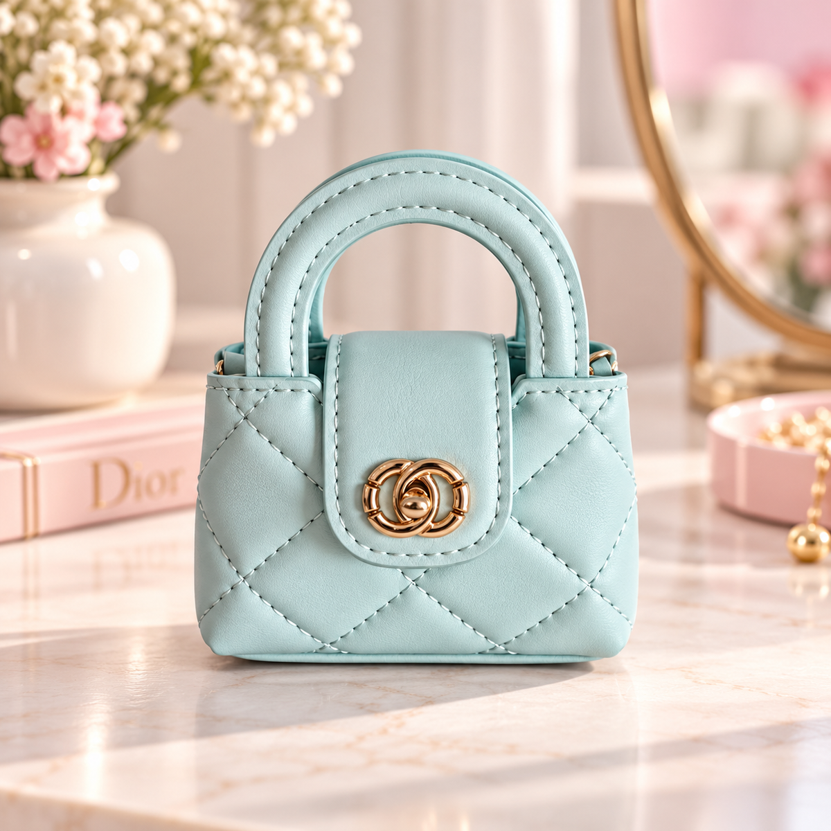 Cute Mini Purse AirPods Case Keychain, Aesthetic Lip Gloss Holder Bag Charm