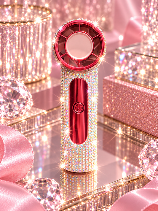Bedazzled Rechargeable Handheld Fan | Rhinestone Bladeless Portable Fan