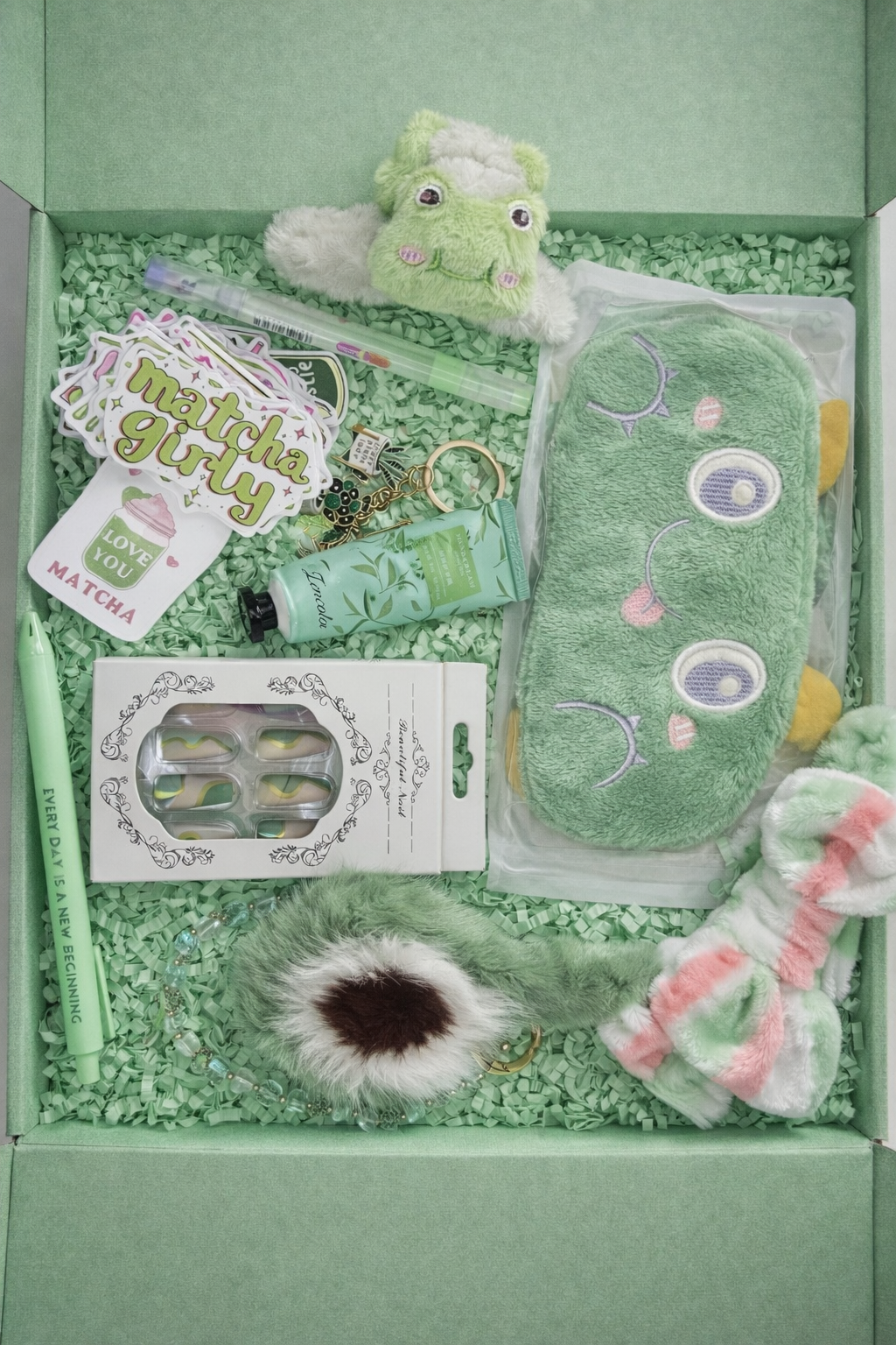 aesthetic lifestyle gift box with accessories and desk items