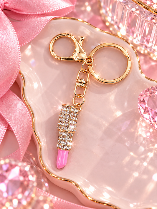 Bedazzled Lipstick Keychain | Rhinestone Bag Charm