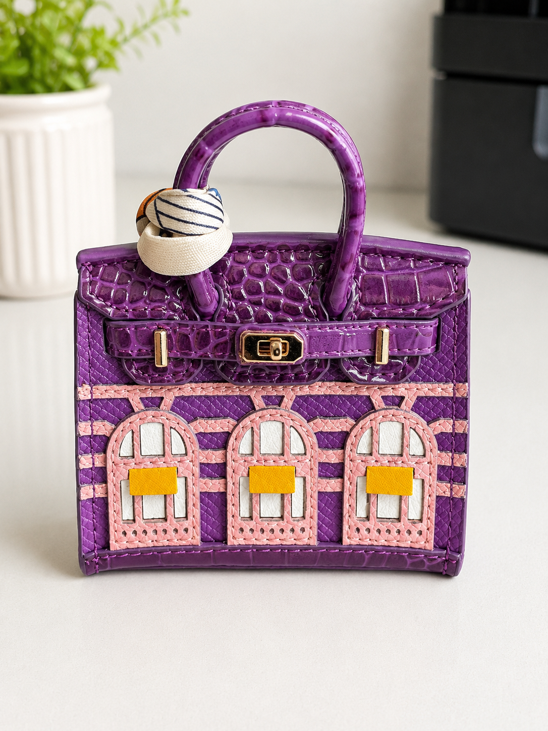 Cute Mini Purse AirPods Case Keychain, Aesthetic Lip Gloss Holder Bag Charm, Trendy Girly Gift for Girls