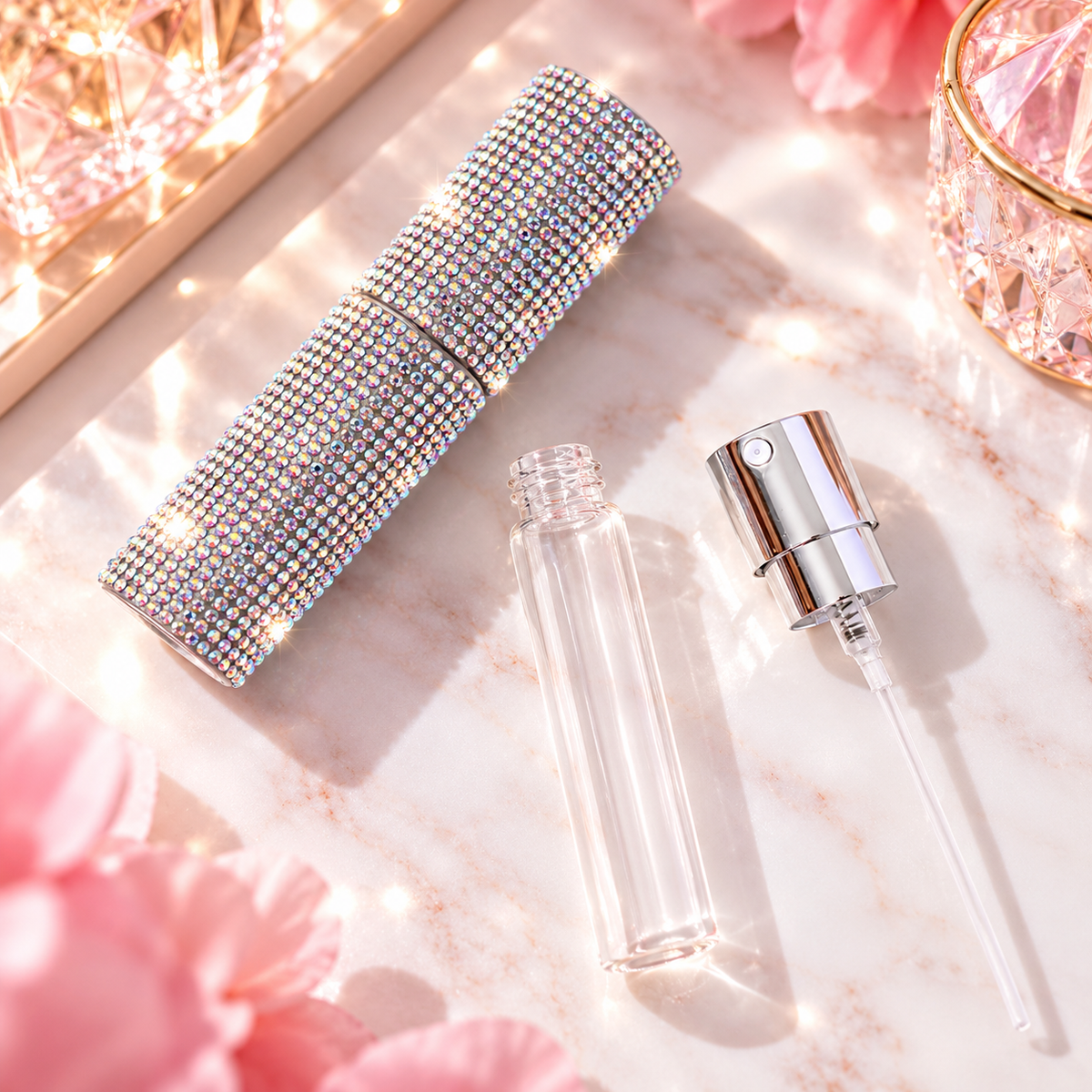 Bedazzled Refillable Perfume Atomiser 8ml | Rhinestone Travel Perfume Bottle