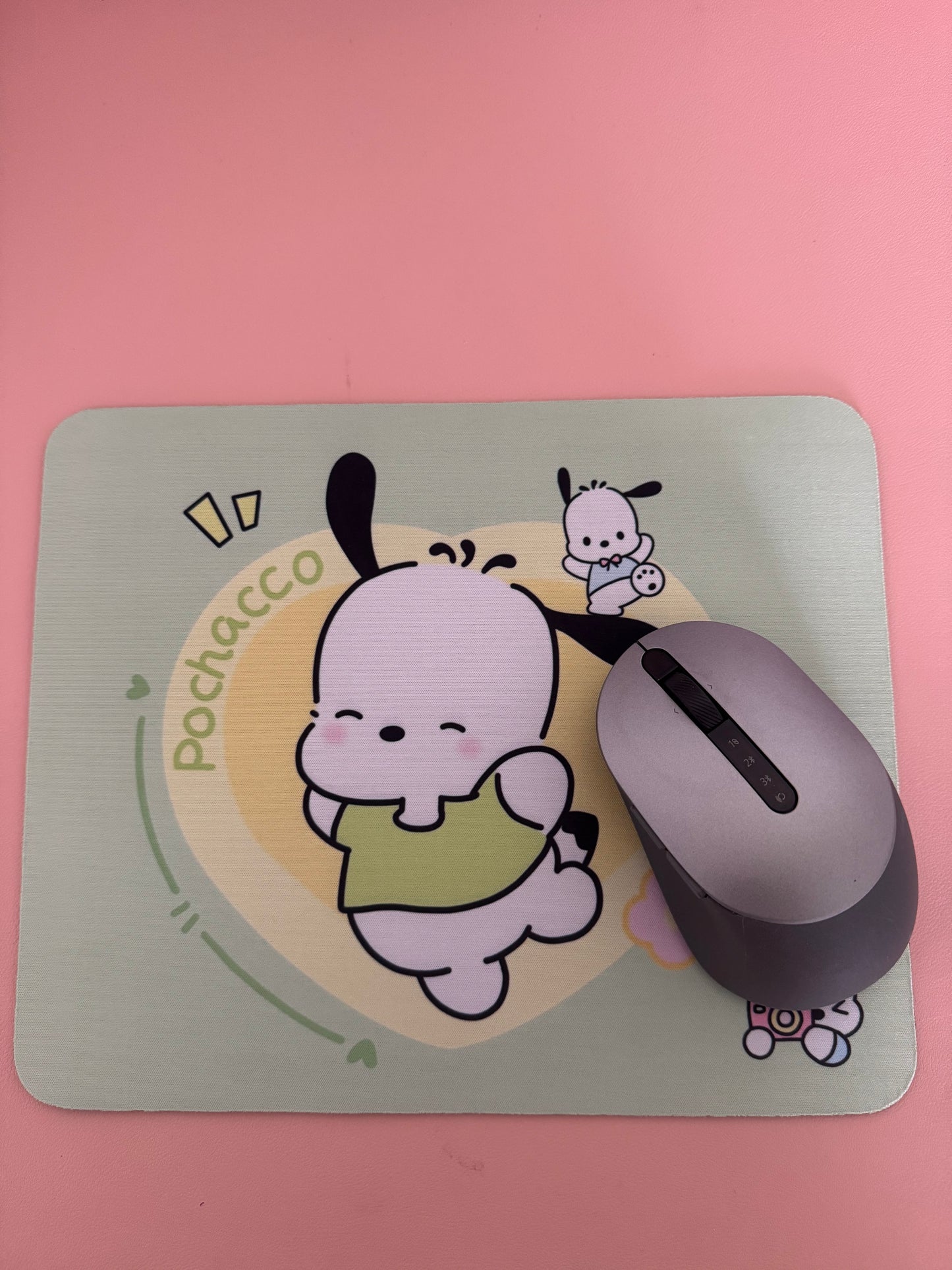 Pochacco kawaii mini mouse pad in pastel green with mouse, non-slip desk mat cute gift for her Australia