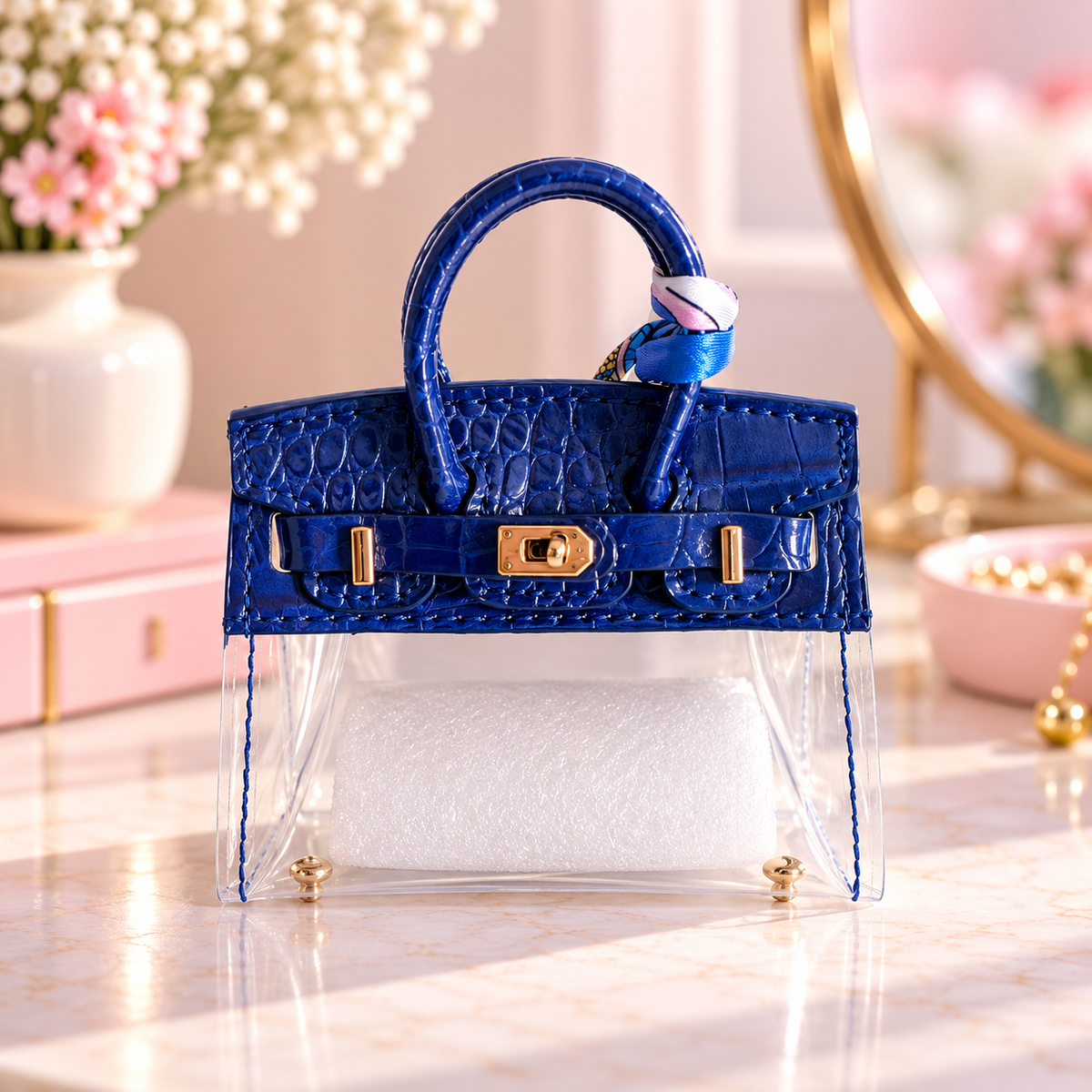 Cute Mini Purse AirPods Case Keychain, Aesthetic Lip Gloss Holder Bag Charm, Trendy Girly Gift for Girls