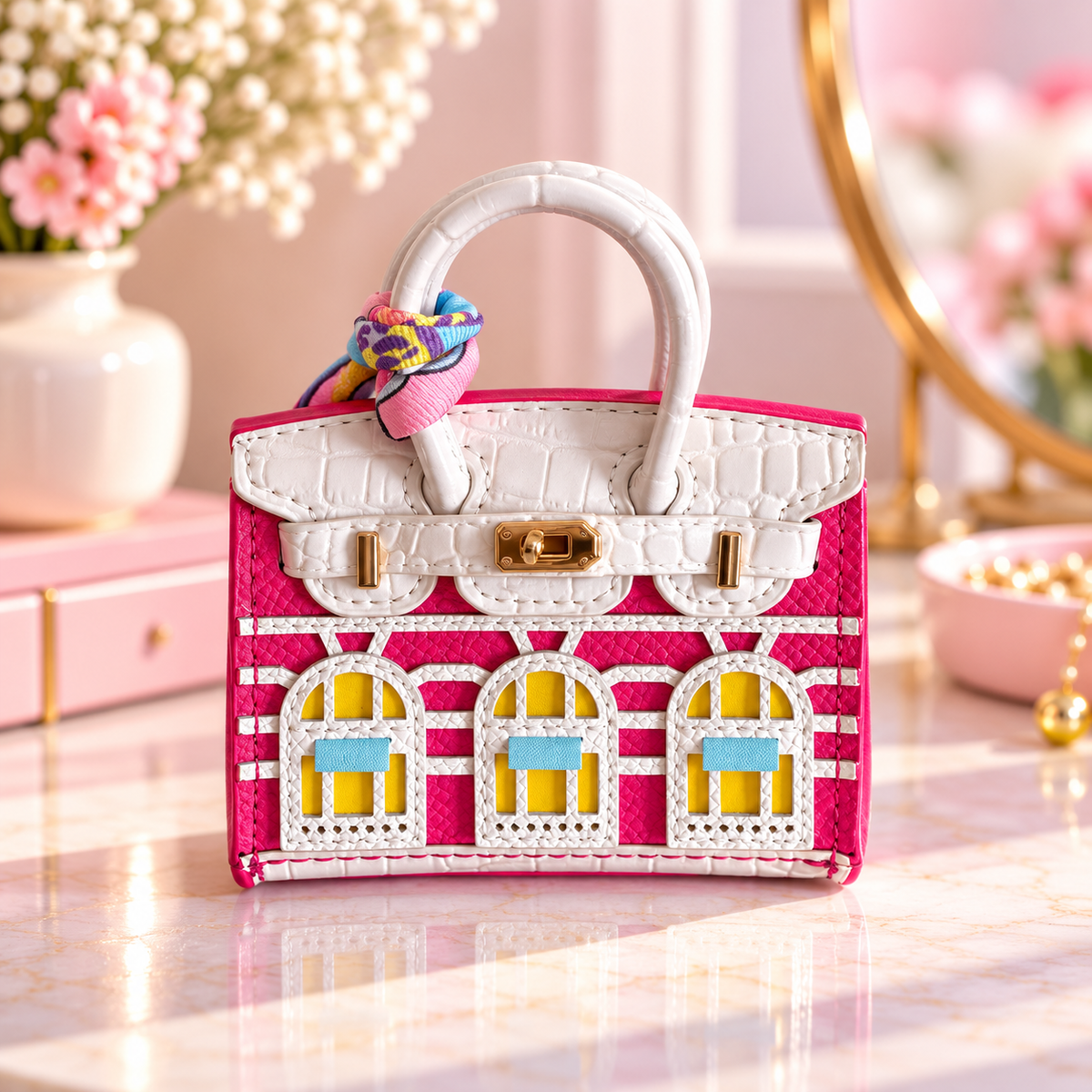 Cute Mini Purse AirPods Case Keychain, Aesthetic Lip Gloss Holder Bag Charm, Trendy Girly Gift for Girls