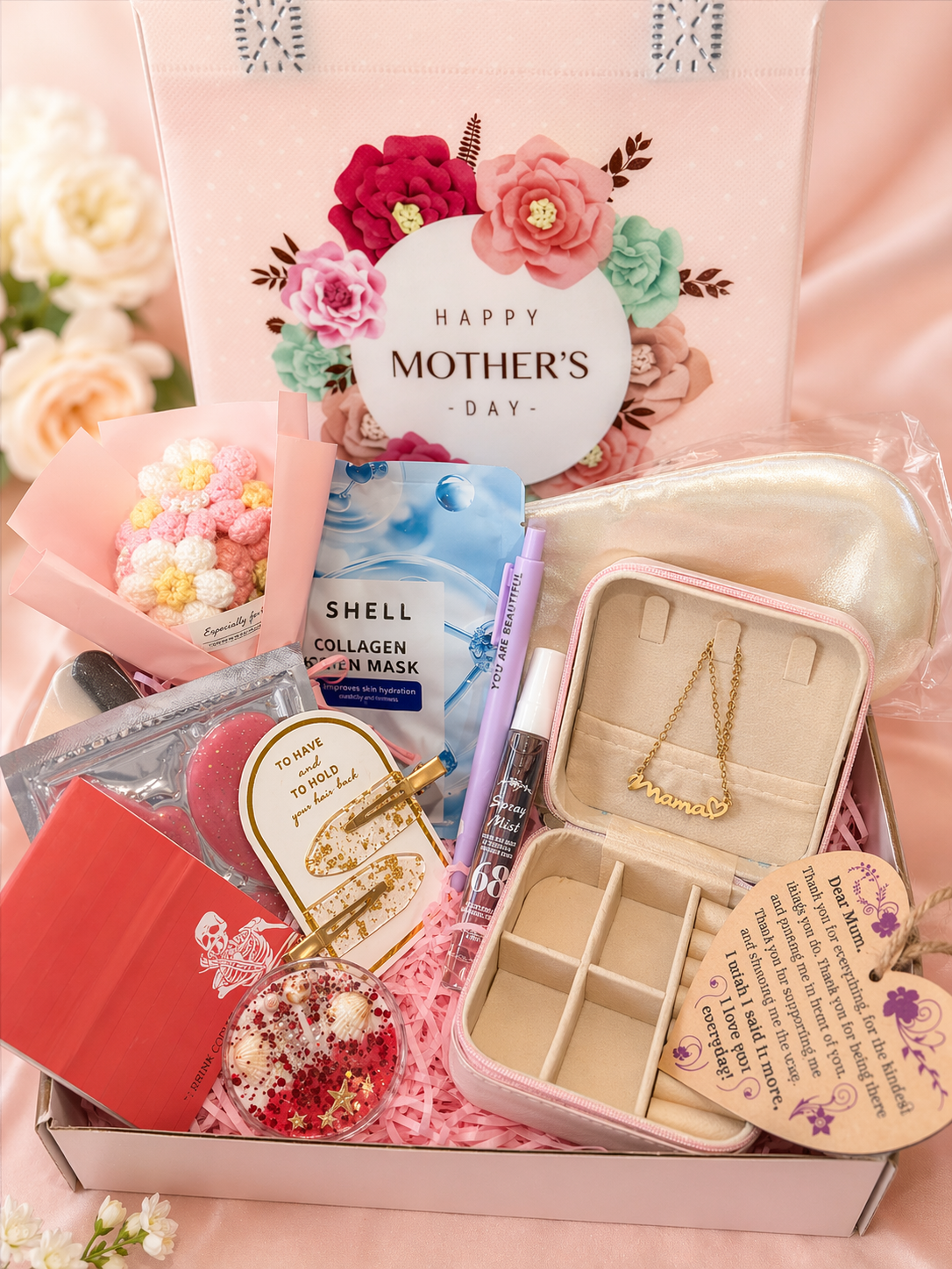 Mother's Day Gift Box | 14 Item Luxury Pamper Hamper | Mama Necklace & Self-Care Set Australia