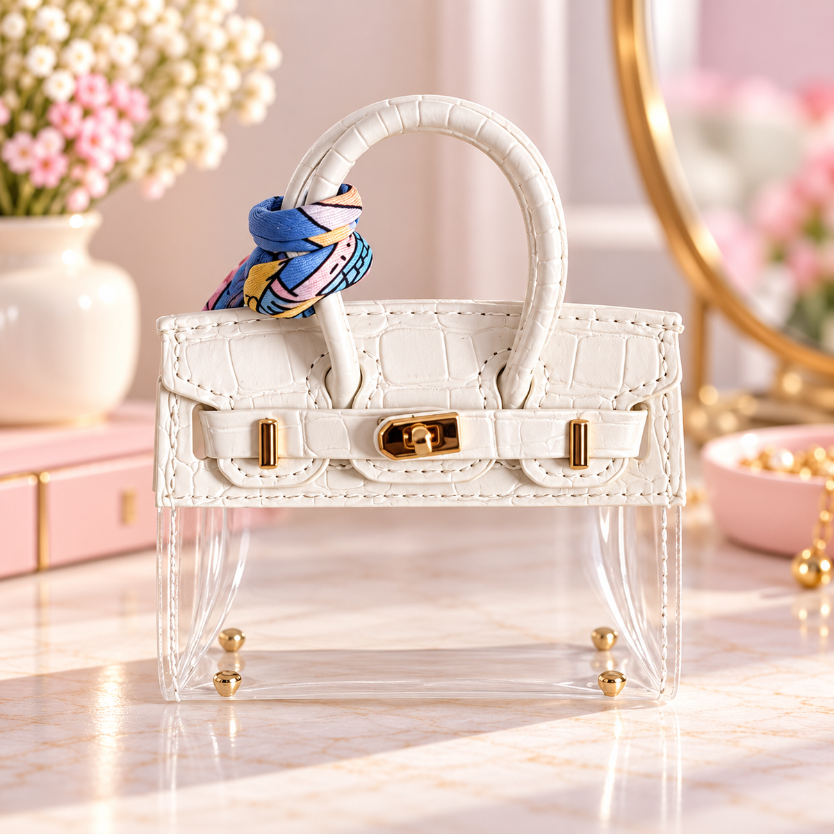 Cute Mini Purse AirPods Case Keychain, Aesthetic Lip Gloss Holder Bag Charm, Trendy Girly Gift for Girls
