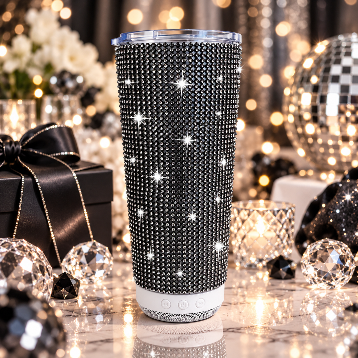 Rhinestone Bluetooth Speaker Tumbler – 20oz Stainless Steel Bling Cup
