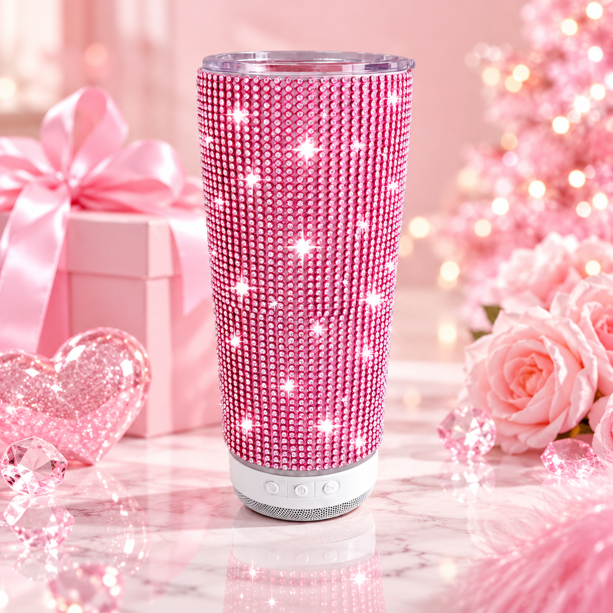 Rhinestone Bluetooth Speaker Tumbler – 20oz Stainless Steel Bling Cup